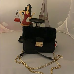 Small mini evening bag with fur plush